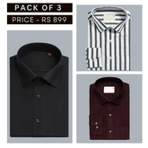 Shirt Happens: 3-Pack Men’s Stylish Formal Shirts – 100% Cotton, Full Sleeves with Pockets (FS-72)
